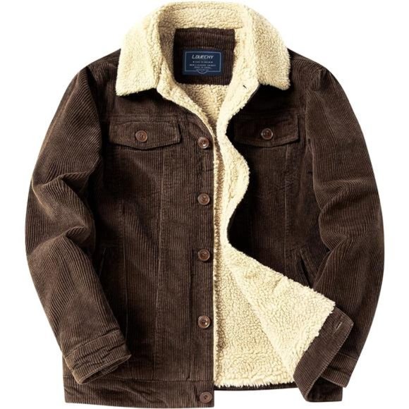 Corduroy Sherpa Lined Trucker Jacket Thickened Warm Winter Coats